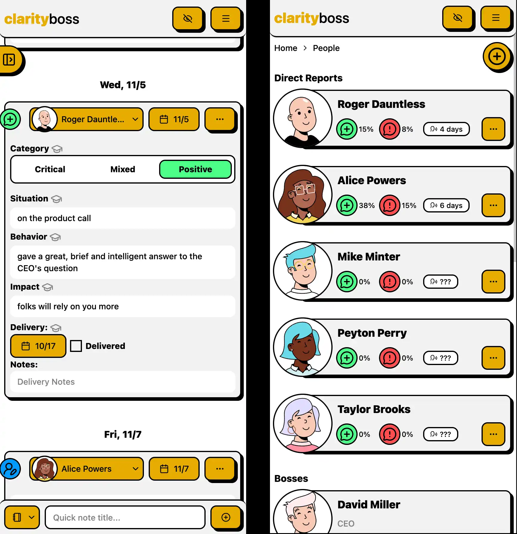 ClarityBoss mobile view screenshot