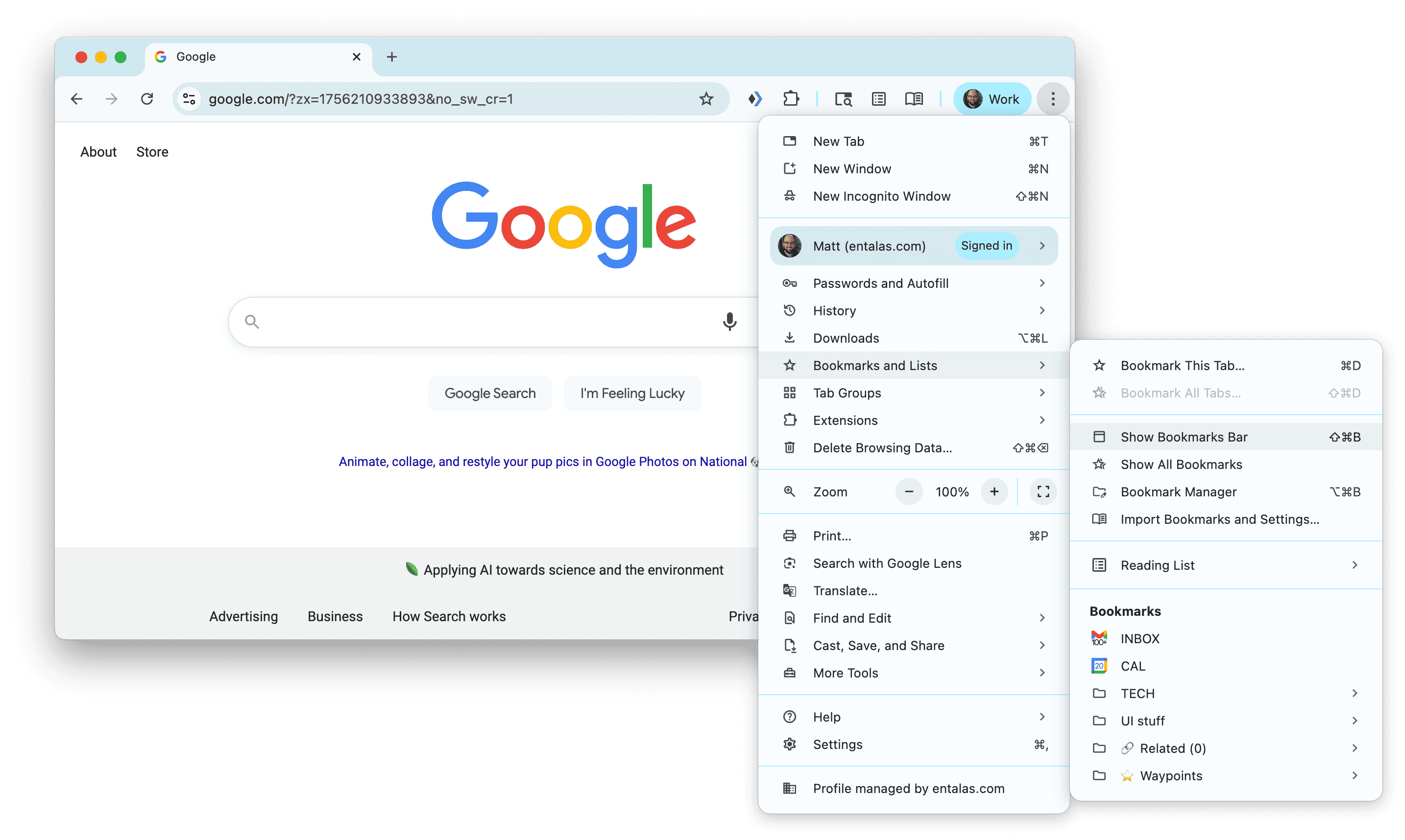 Chrome with bookmarks bar visible